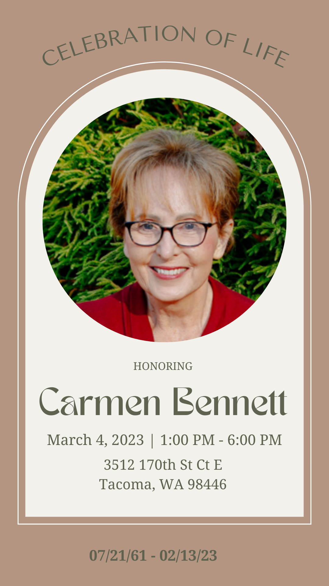 Carmen Bennett Celebration of Life
